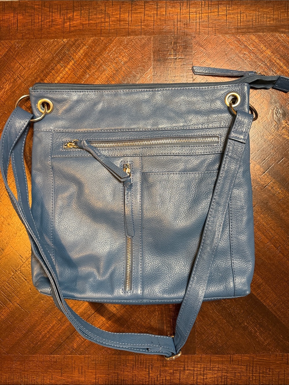 Classic Blue Crossbody Leather Bag - Great American LeatherWorks